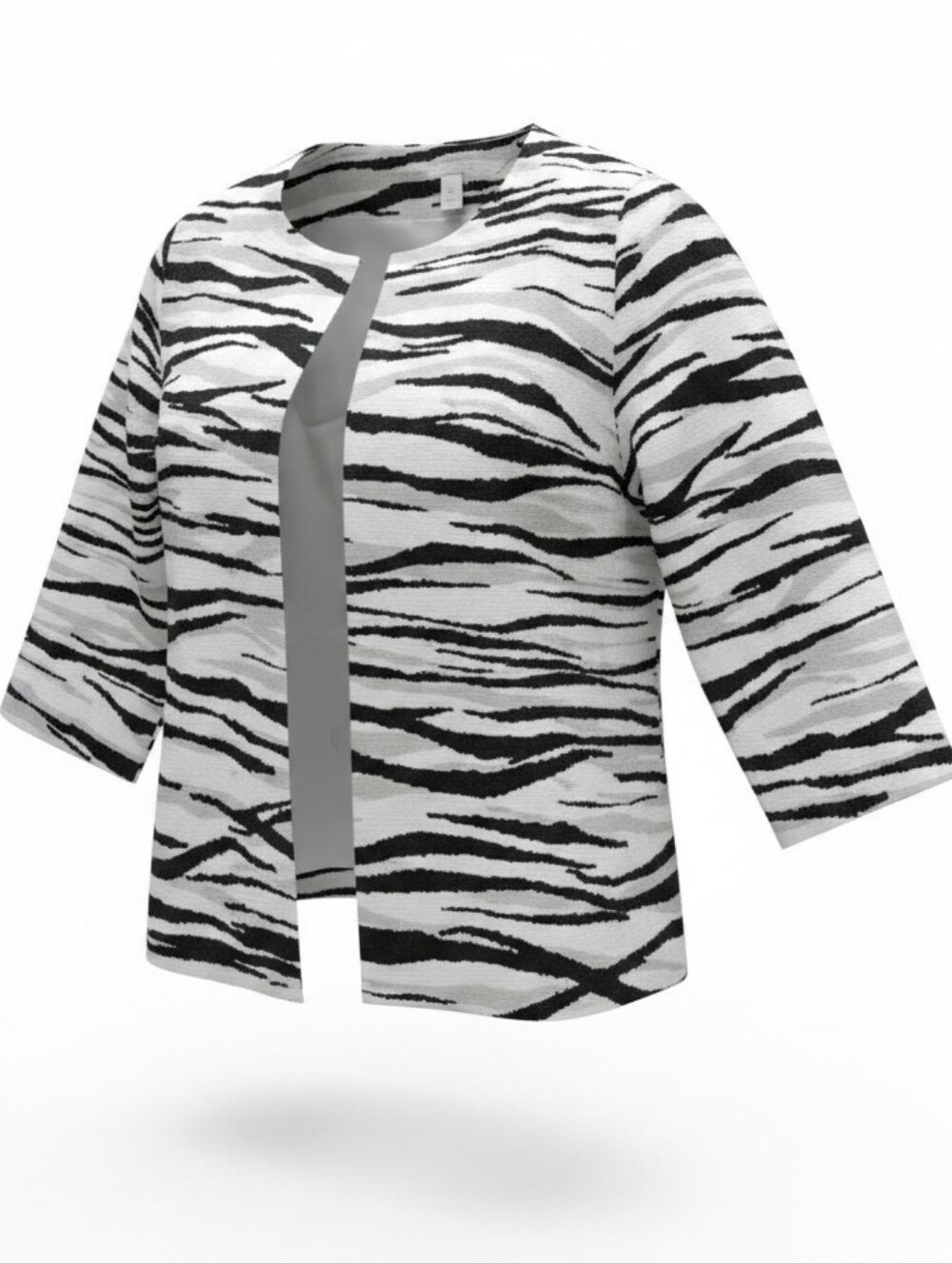 CHICO’S | Zebra Print Open‎ Front Lady Jacket Cotton Blazer Cardigan | L